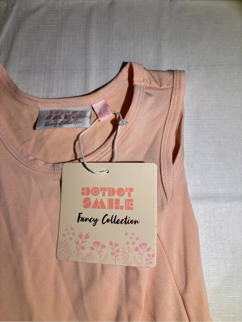 Dot Dot Smile Peach Party Dress with Gold Waistband